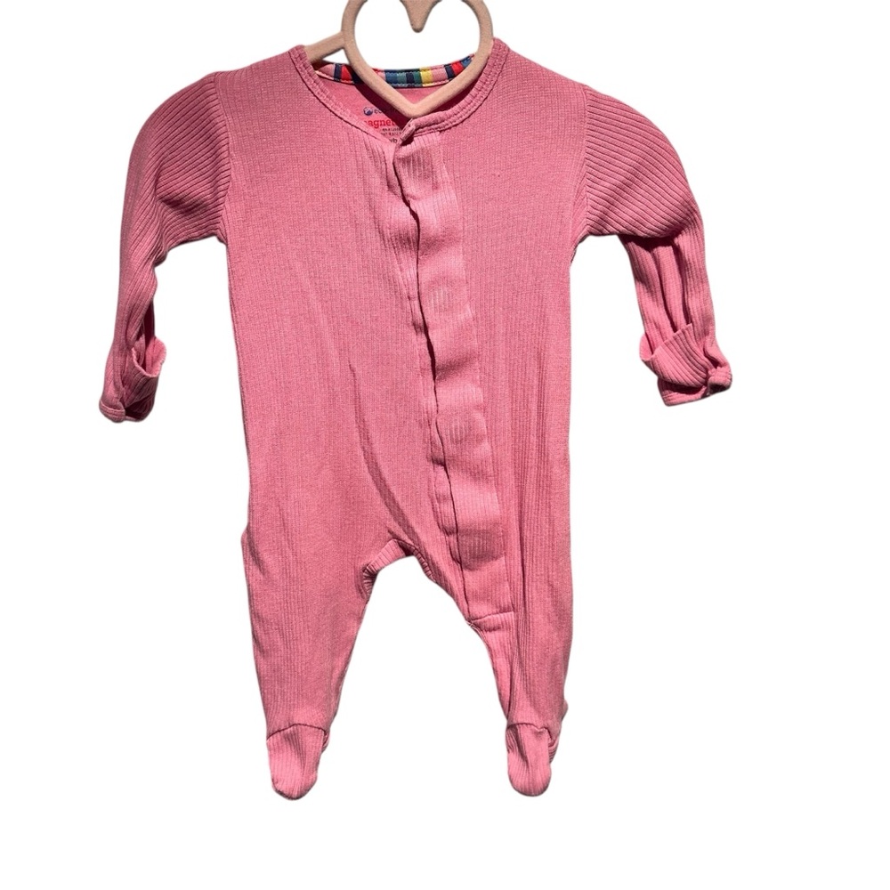Magnetic Me Pink Ribbed Footie